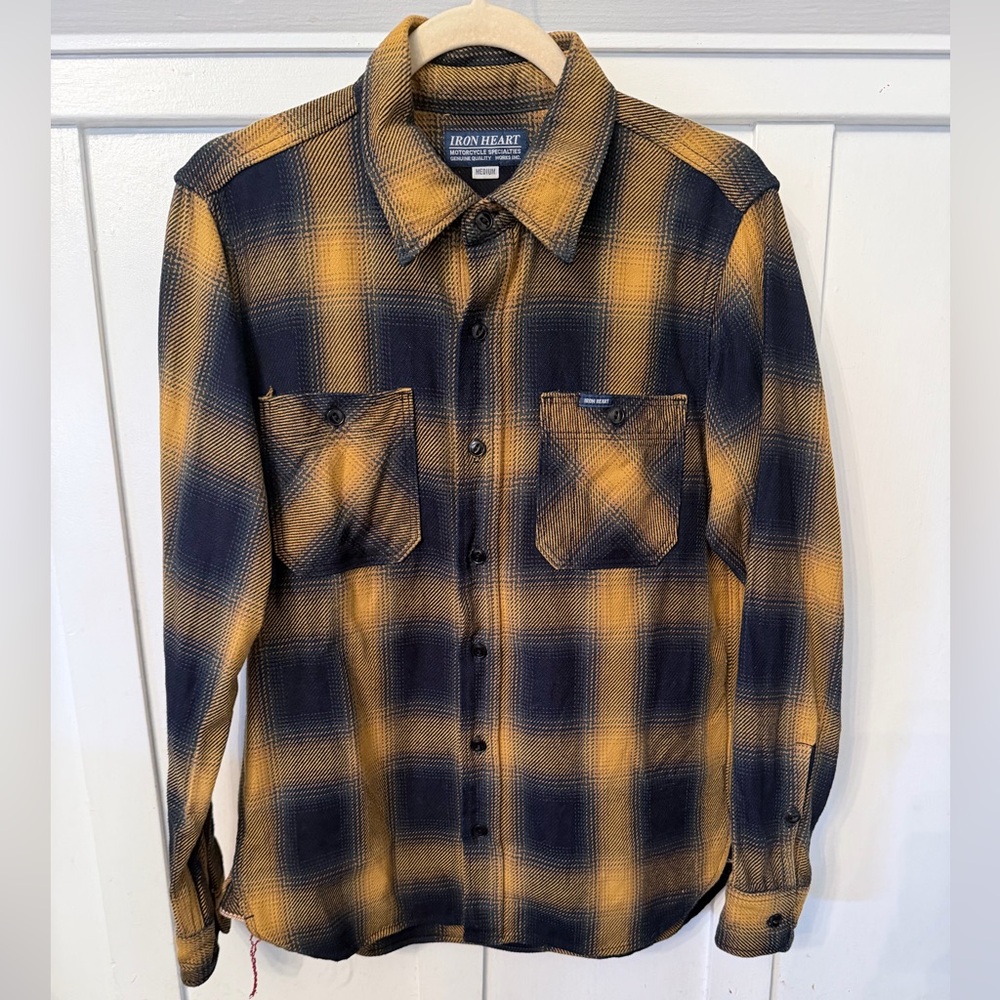 Iron Heart IHSH-317-YEL - 9oz Selvedge Ombré Check Work Shirt